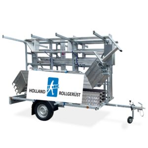 4) Treppenturm 1.35x2.50x10.3m Arbeitshöhe + Anhänger